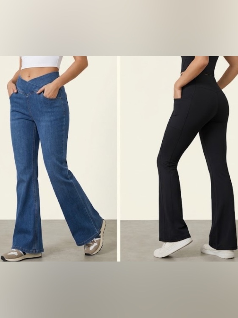 Women’s Halara Bundle Flare Bell Botton Jean and Athletic Black Yoga Pants Small